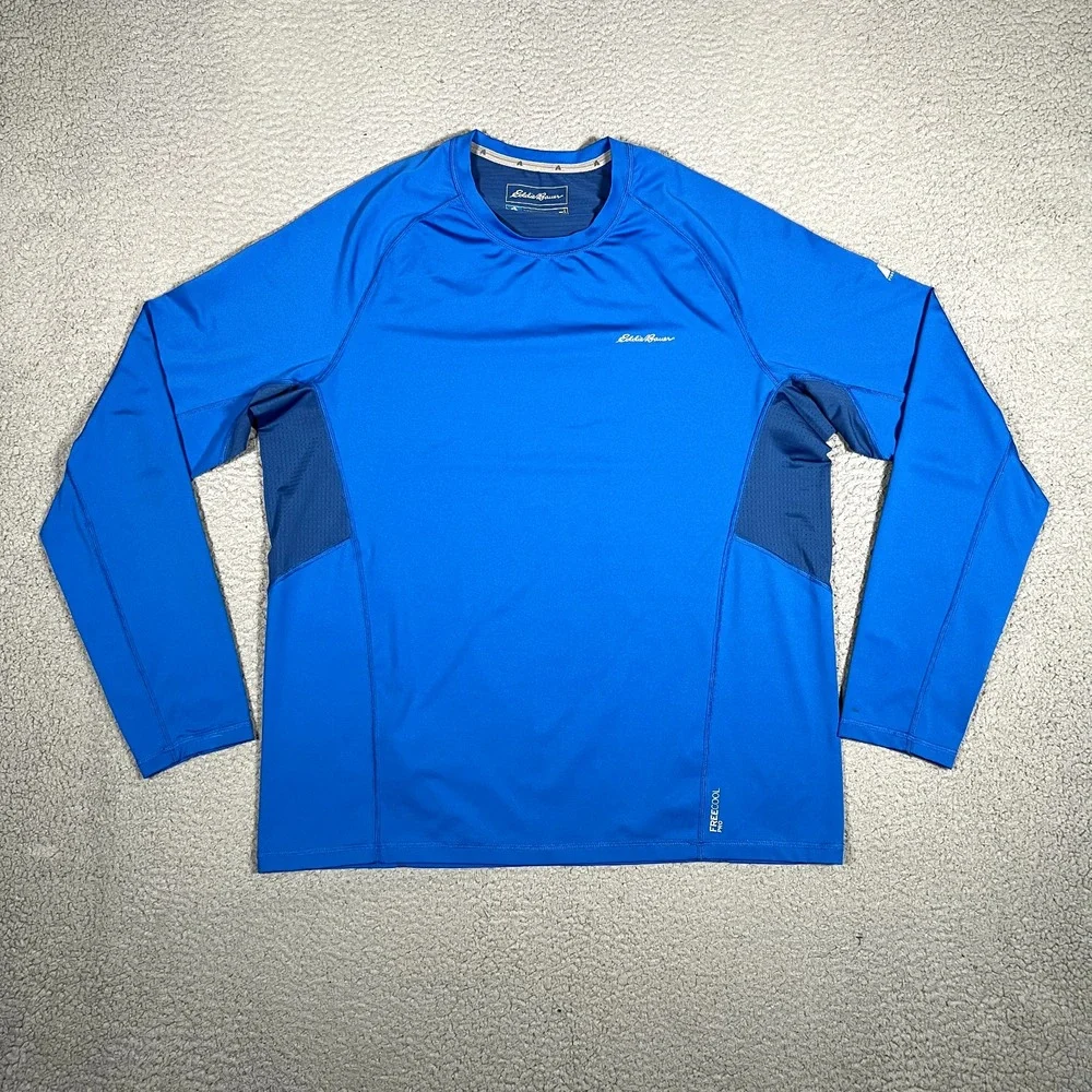 Eddie Bauer Shirt Mens Large Blue First‎ Ascent Baselayer Performance Outdoor